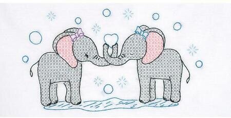 Elephants Children's Pillowcase - Stamped Cross Stitch Kit