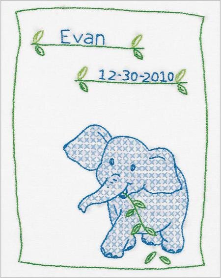 Elephant Birth Record - Stamped Cross Stitch Kit