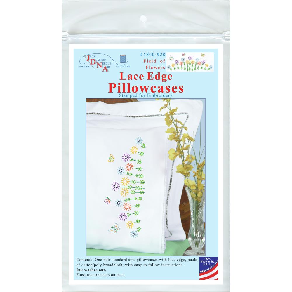 Field of Flowers Lace Edge Pillowcases - Embroidery Kit