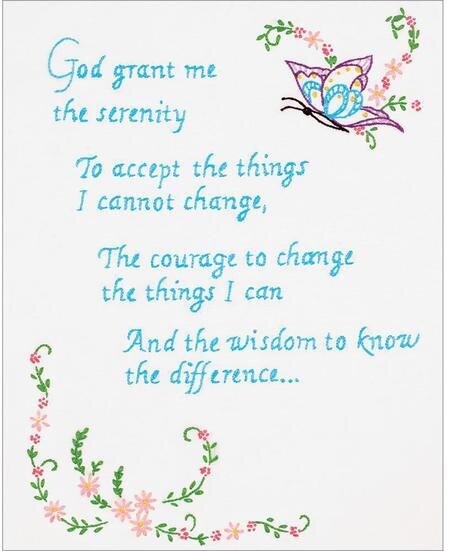 Serenity Prayer Sampler On White - Embroidery Kit