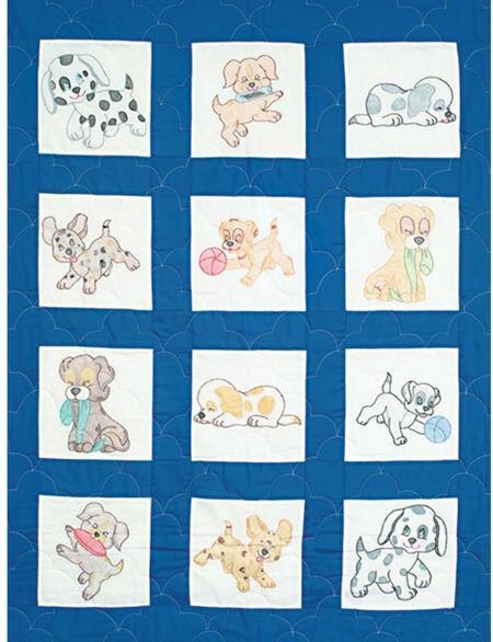 Puppies Nursery Quilt Blocks - Embroidery Kit