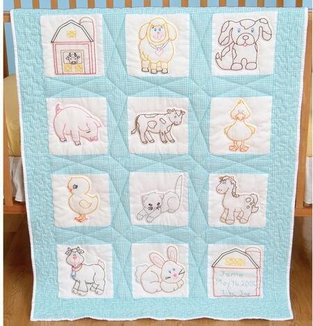 Farm Animals Nursery Quilt Squares - Embroidery Kit