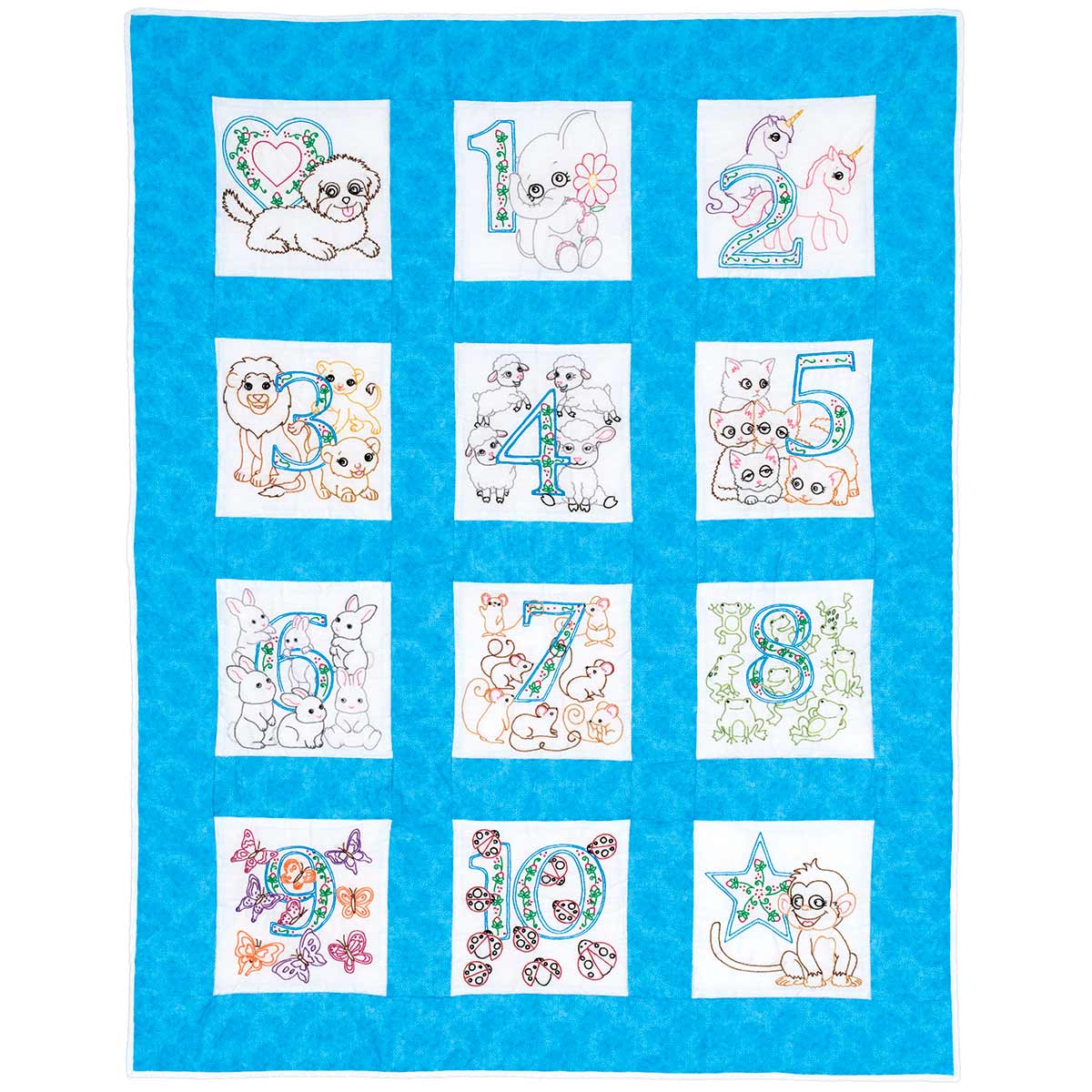 Numbers 1,2,3 Nursery Quilt Blocks - Embroidery Kit