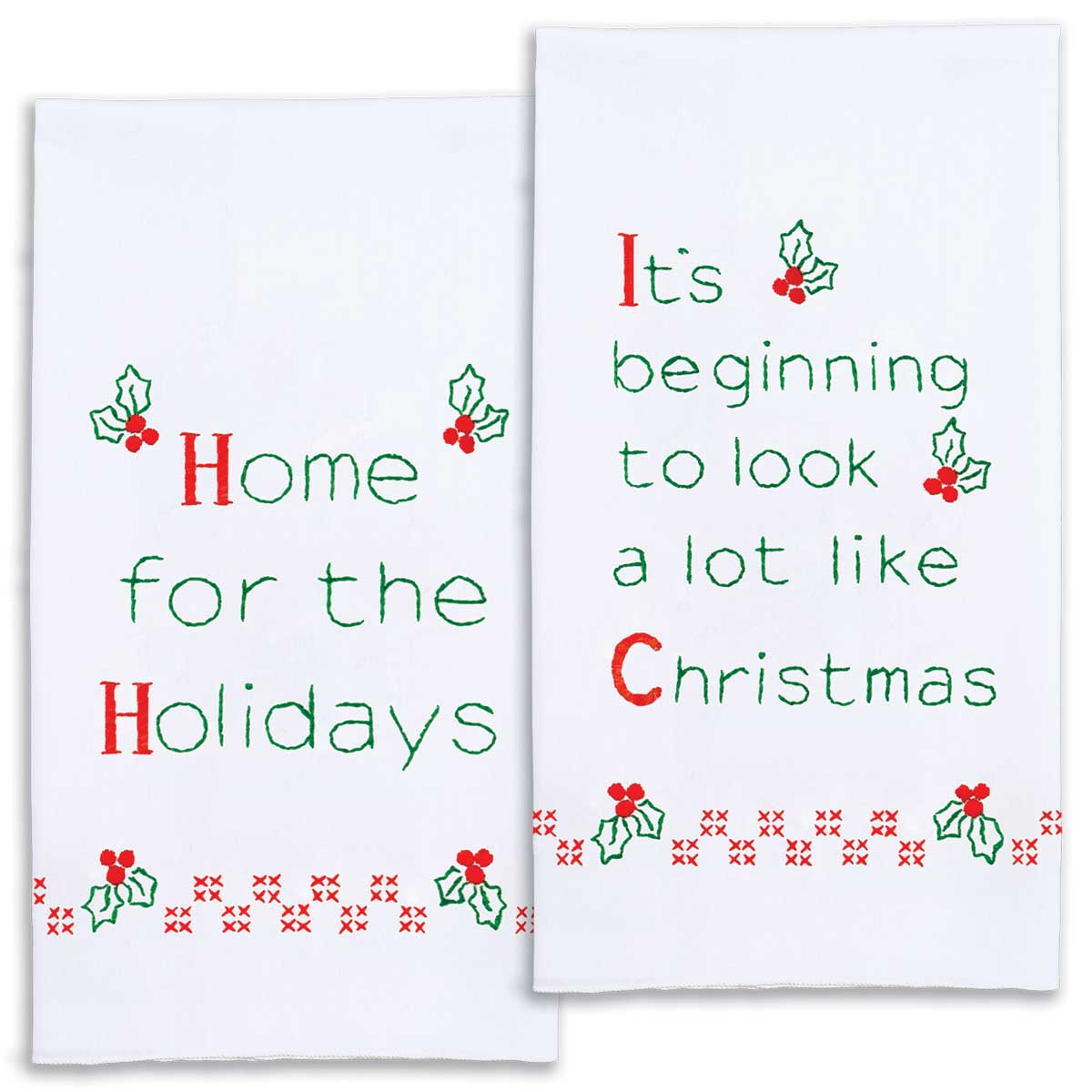 Looks Like Christmas - Hand Towel - Embroidery Kit, zoomed in. Select this picture to zoom back out.