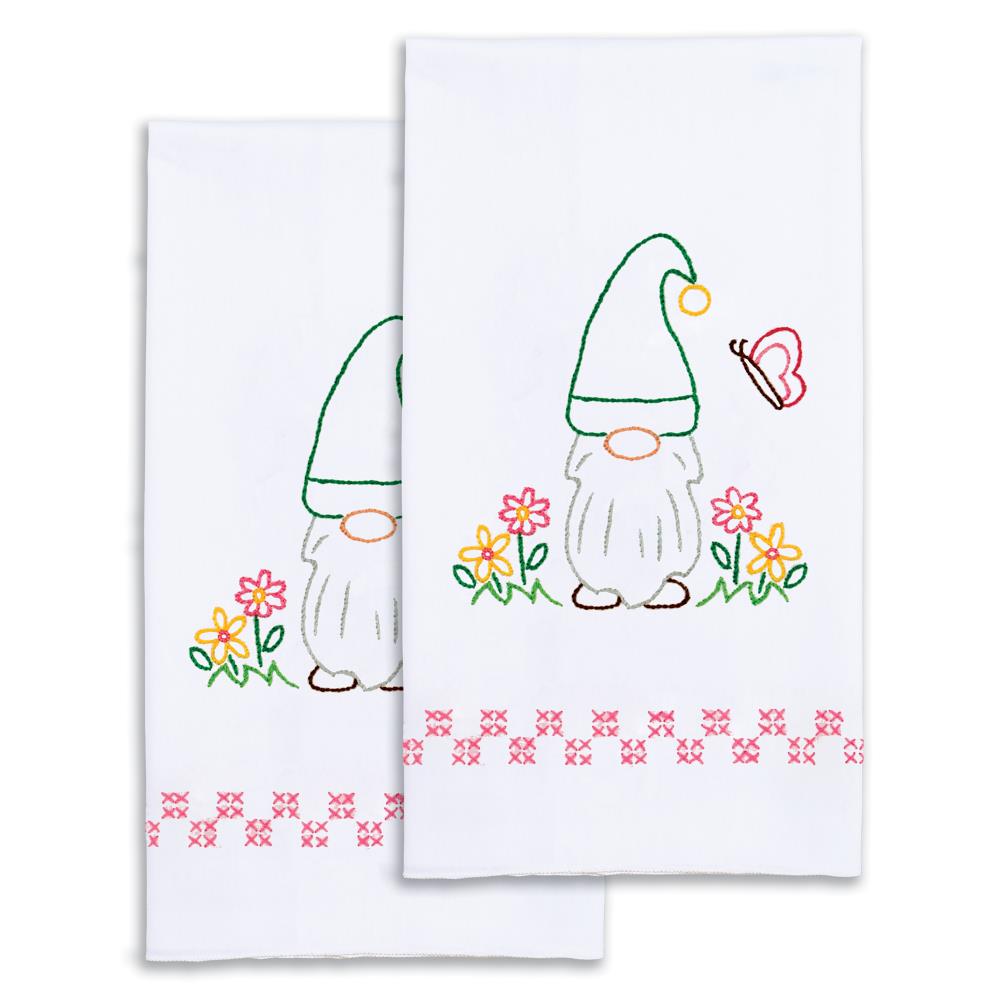 Gnome - Stamped Decorative Hand Towel Pair