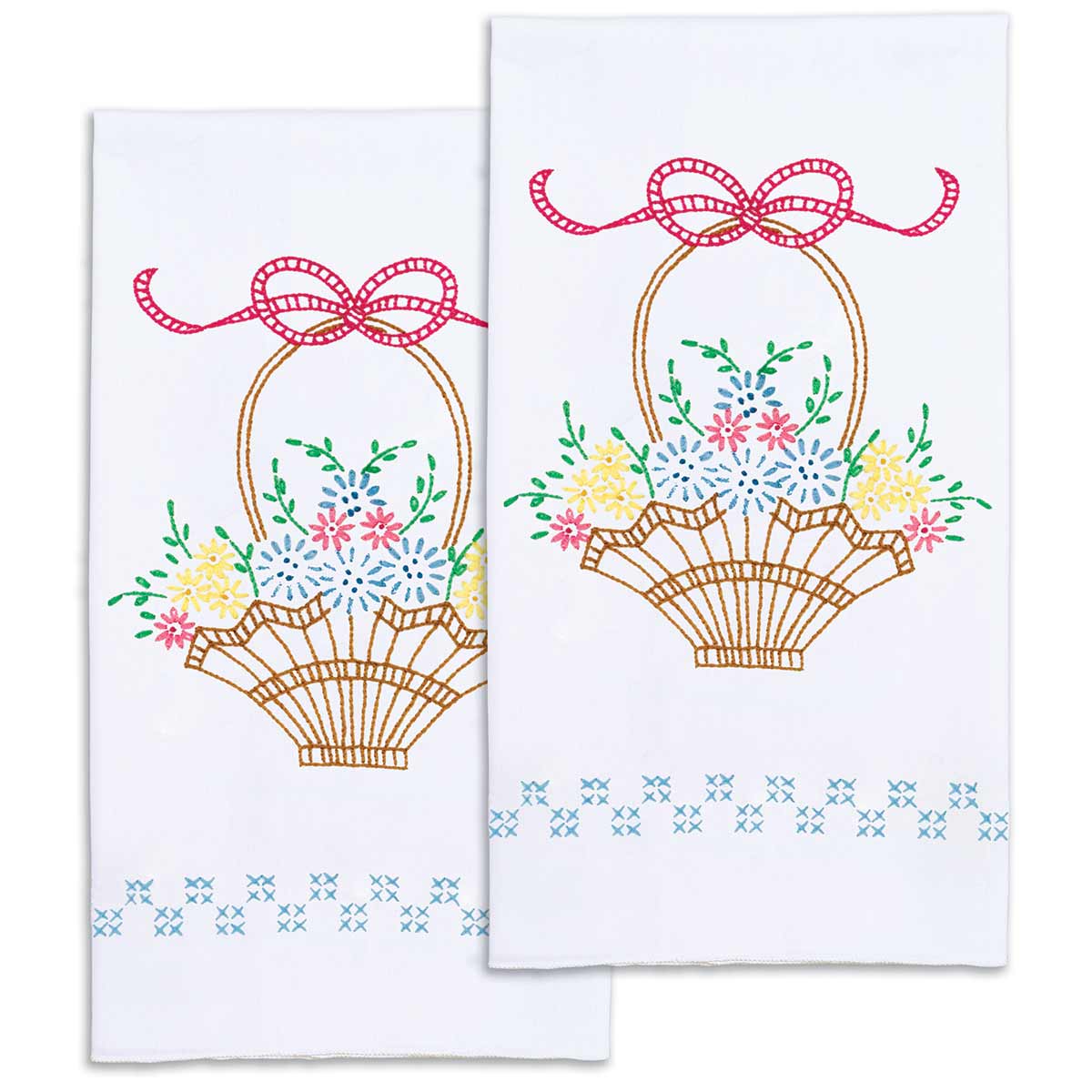 Basket Of Daisies Hand Towels - Embroidery Kit