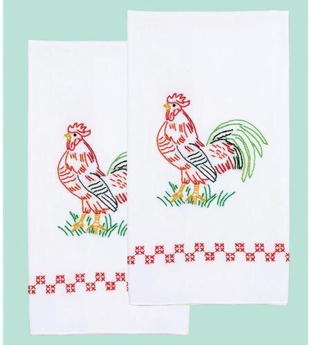Rooster Decorative Hand Towels - Embroidery Kit