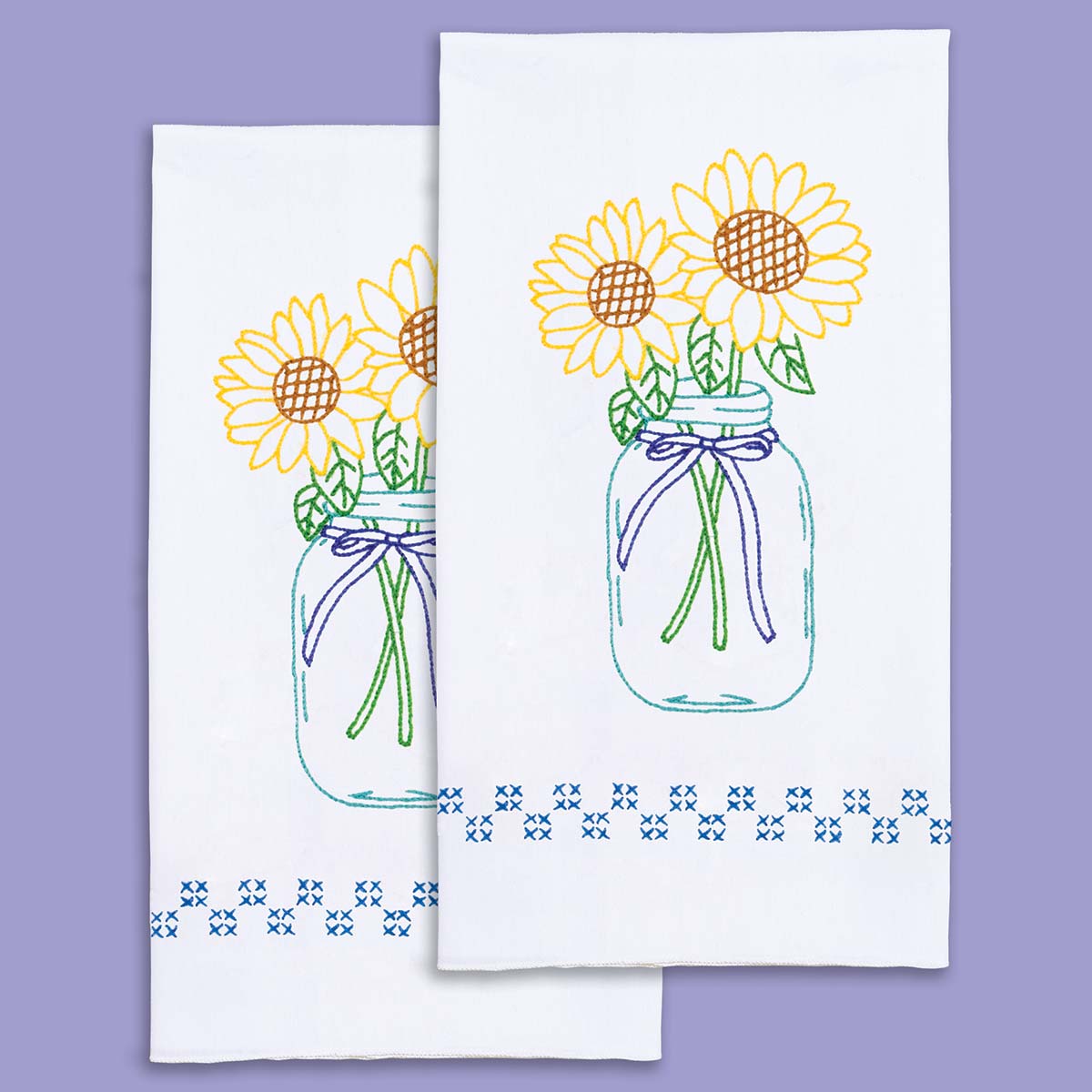 Sunflowers Decorative Hand Towels - Embroidery Kit