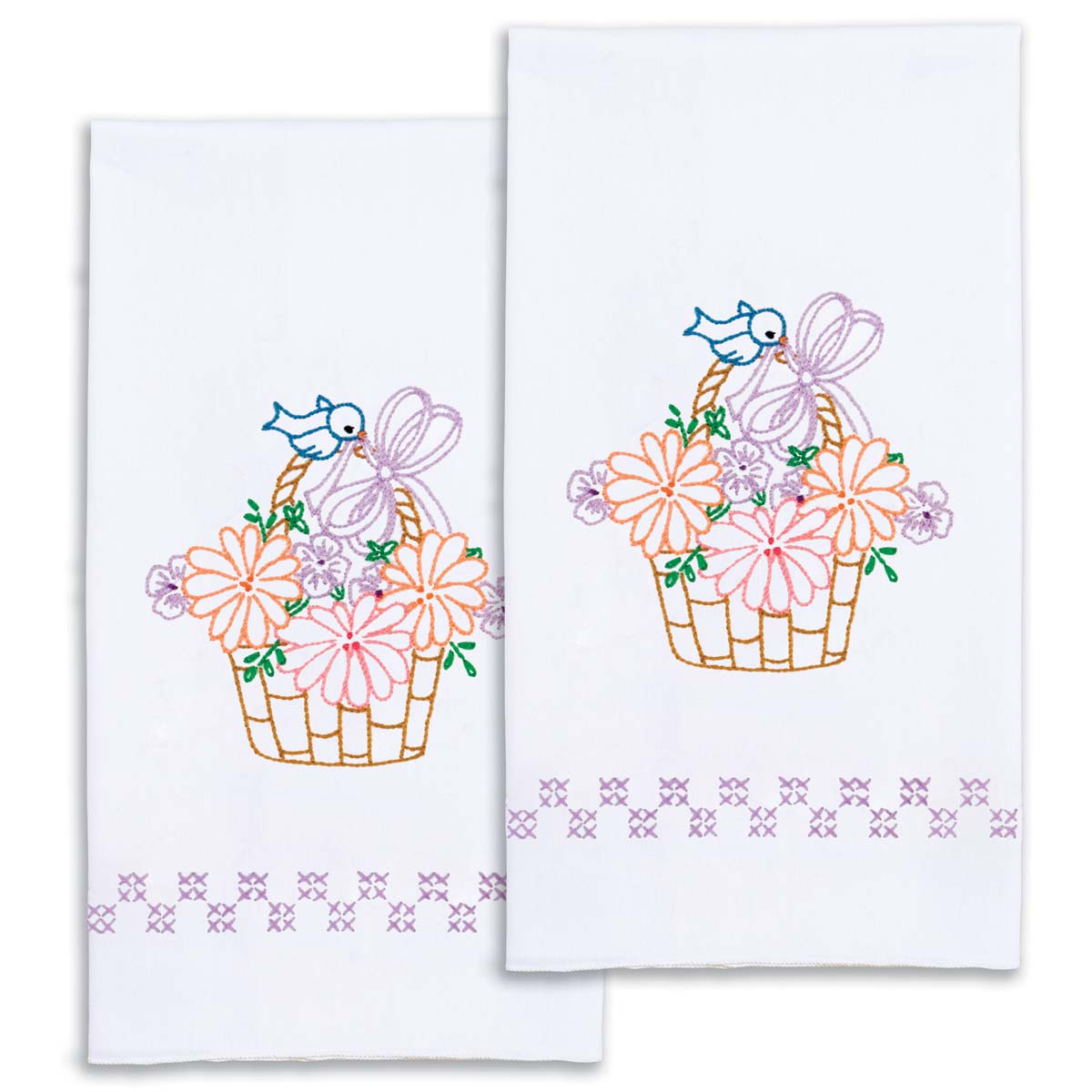 Bird On A Basket - Hand Towel - Cross Stitch Kit