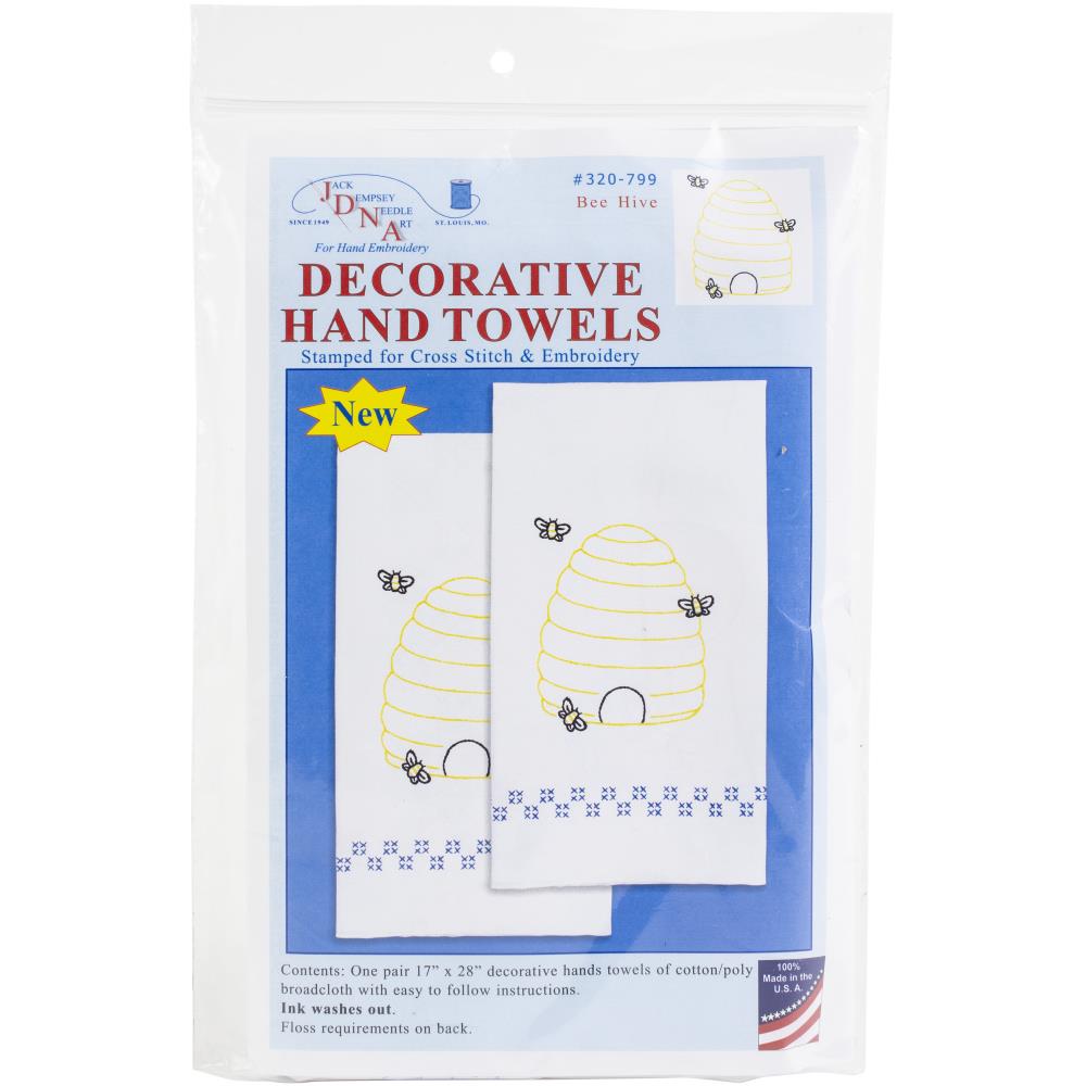 Bee Hive - Stamped Decorative Hand Towel Pair
