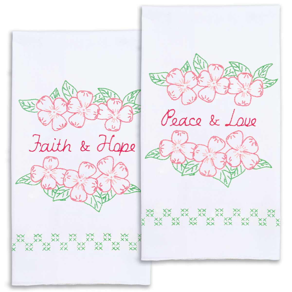 Faith, Hope, Peace & Love Hand Towels - Embroidery Kit