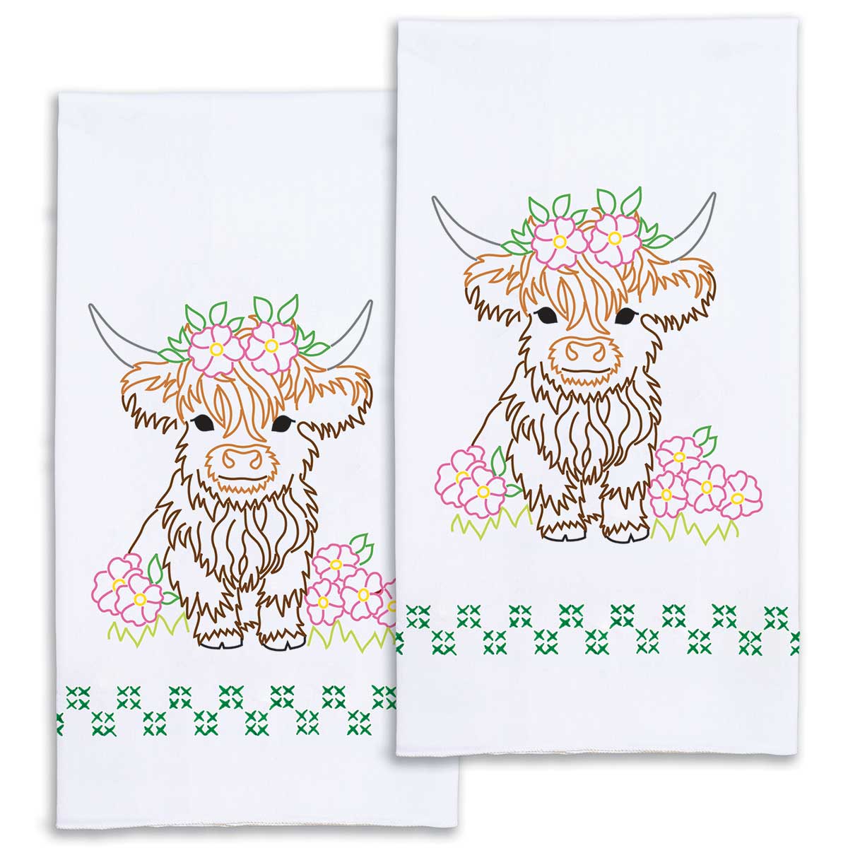 Baby Highland Cows - Hand Towels - Embroidery Kit