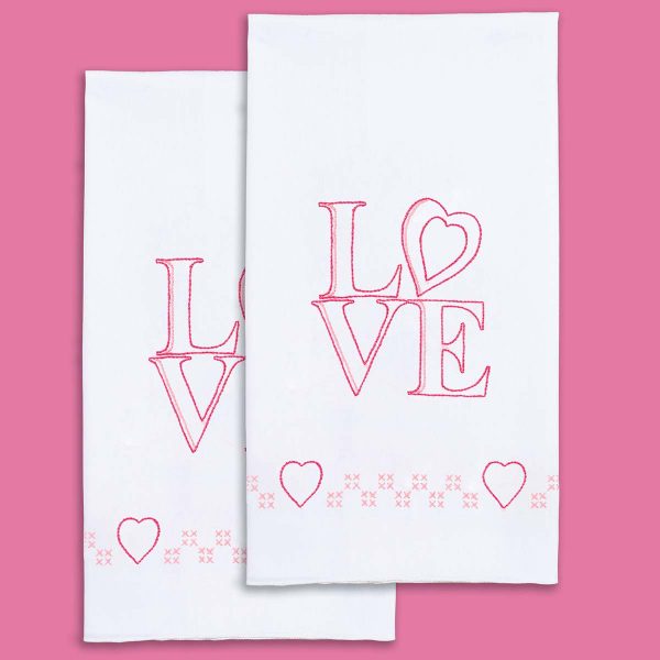 Love Decorative Hand Towels - Valentines Embroidery Kit