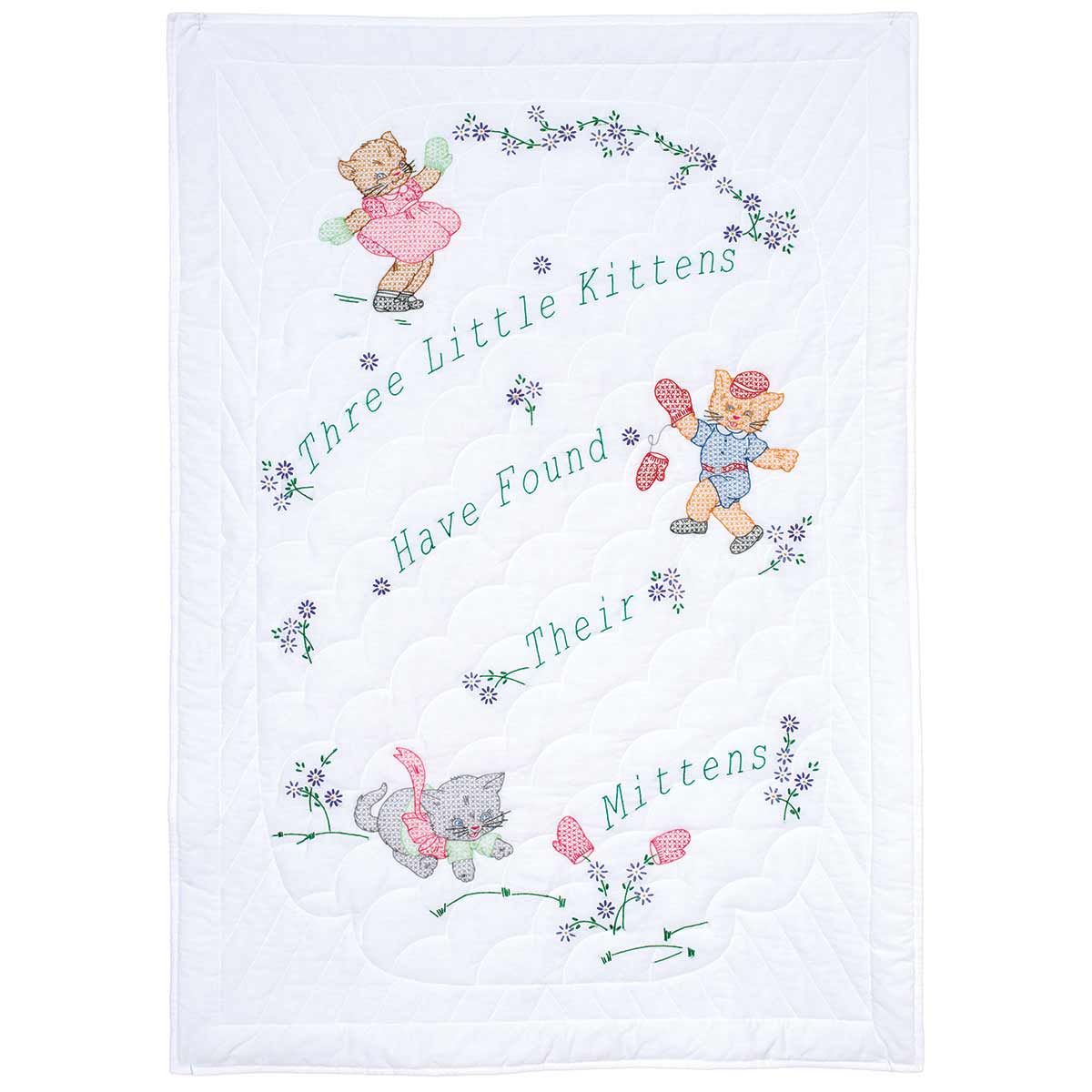 Three Little Kittens Crib Quilt Top - Embroidery Kit