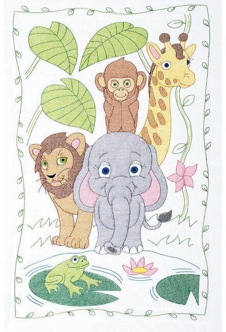 Jungle Crib Quilt Top - Stamped Cross Stitch Kit