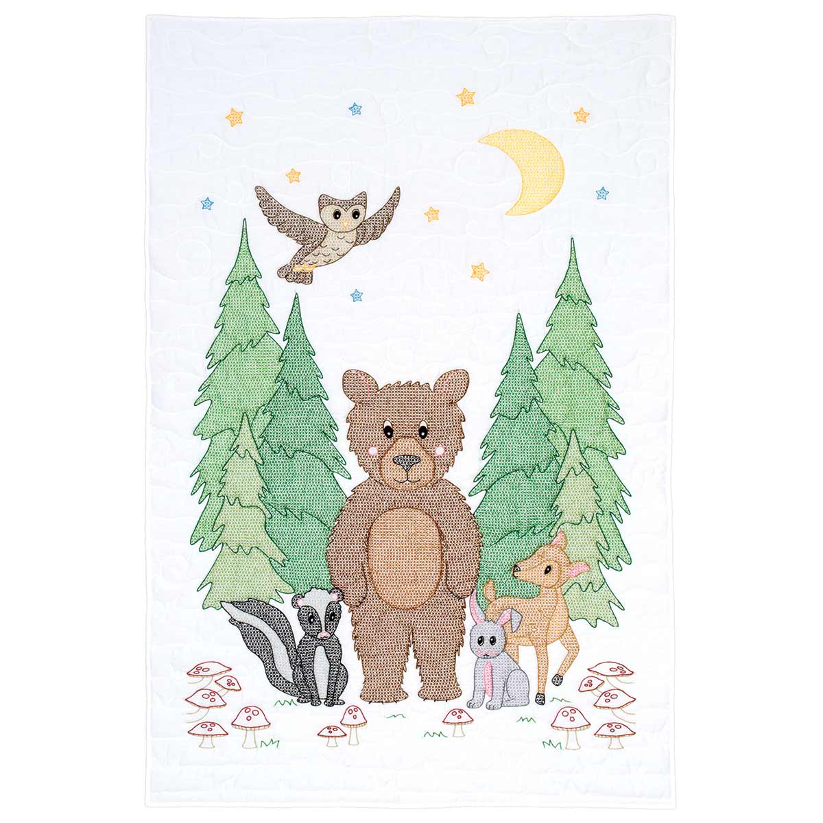 Woodland Bear Crib Quilt Top - Embroidery Kit