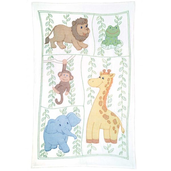 Jungle Fun Quilt Top - Embroidery Kit, different perspective #1, zoomed in. Select this picture to zoom back out.