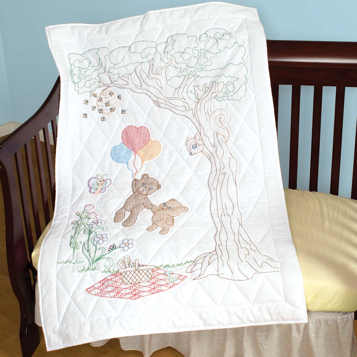 Honey Bears - Crib Quilt Top - Embroidery Kit