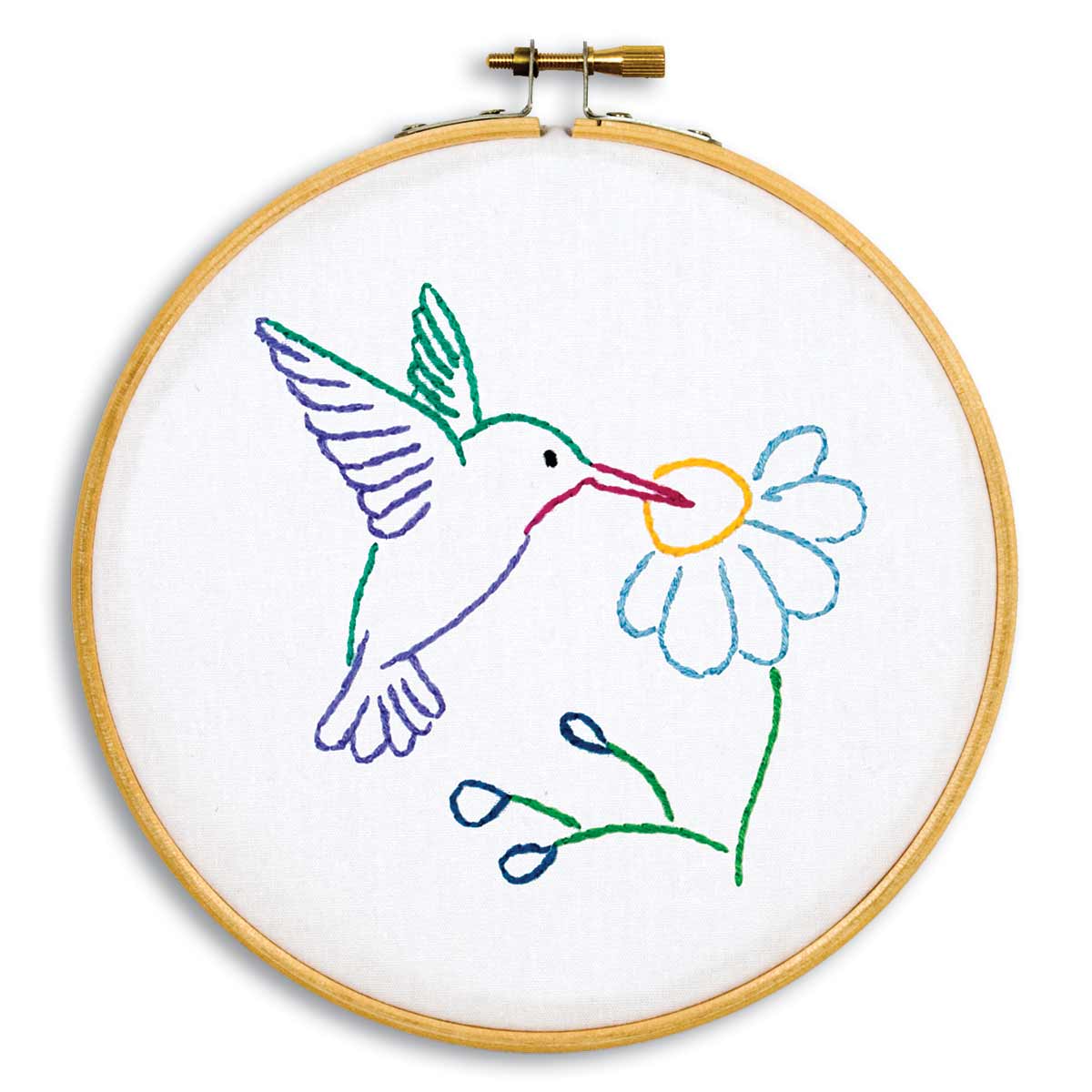 Hummingbird - Hoop Embroidery Kit, zoomed in. Select this picture to zoom back out.