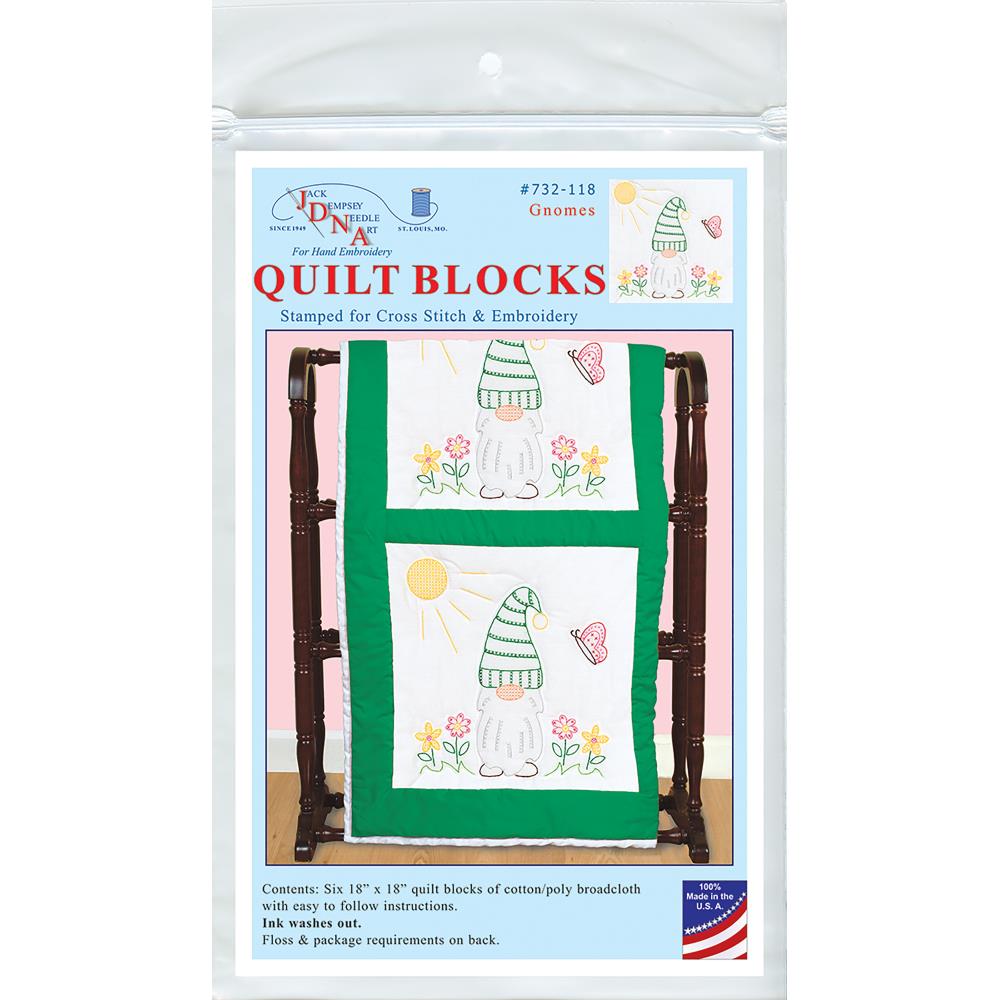 Gnomes - Stamped Quilt Blocks