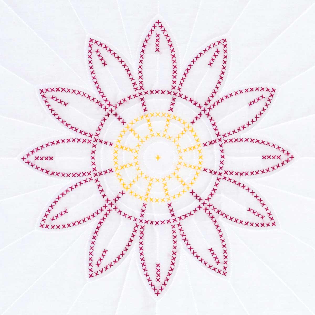 Cross-Stitch Flower 18″ Quilt Blocks - Embroidery Kit