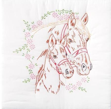 Mare & Colt Silhouette 18" Quilt Squares Embroidery Kit