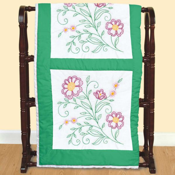 Petals in the Breeze - Quilt Blocks - Embroidery Kit, different perspective #1, zoomed in. Select this picture to zoom back out.