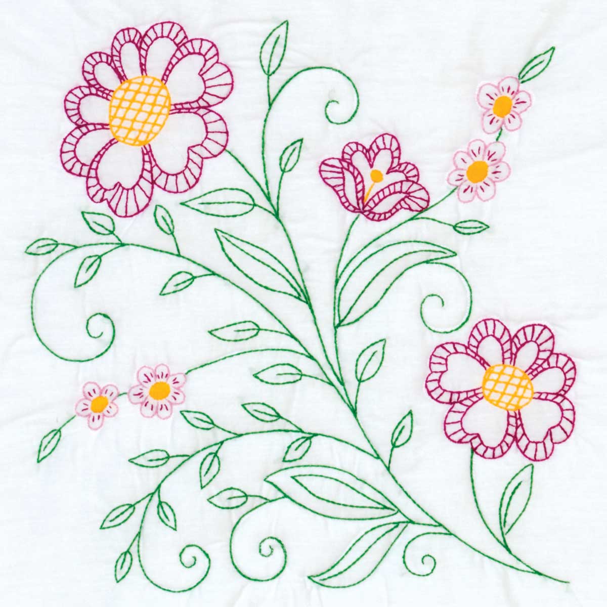 Petals in the Breeze - Quilt Blocks - Embroidery Kit, zoomed in. Select this picture to zoom back out.