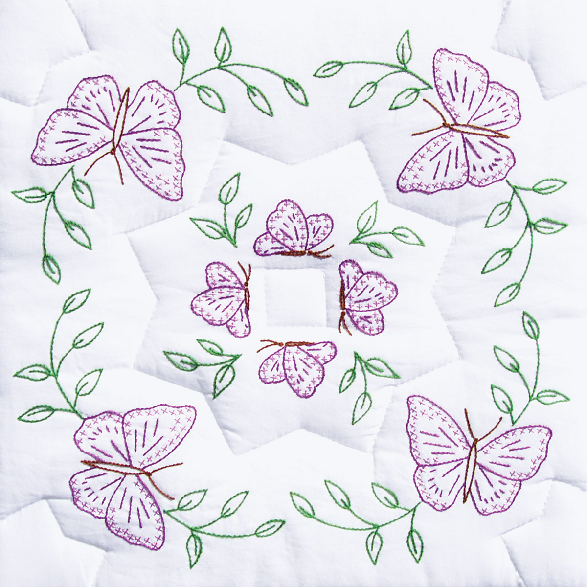 Interlocking Circle of Butterflies Quilt Blocks - Embroidery