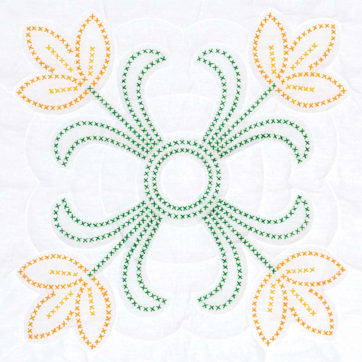 Cross-Stitch Tulips 18″ Quilt Blocks - Embroidery Kit