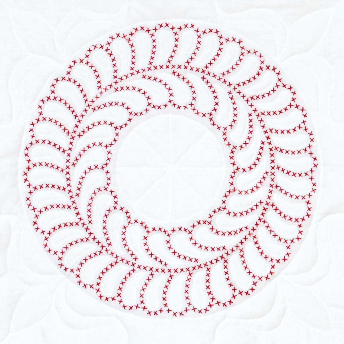 Cross-Stitch Feathering Circle Quilt Blocks - Embroidery Kit, different perspective #1, zoomed in. Select this picture to zoom back out.