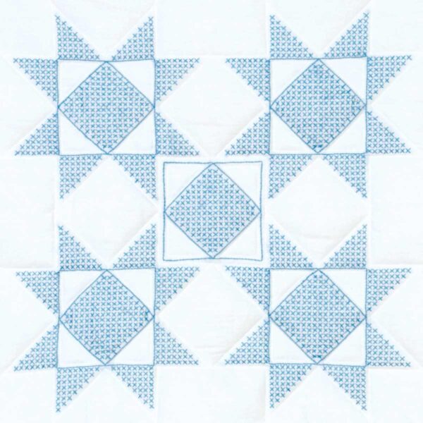 Cross-Stitch Stars Patriotic Quilt Blocks - Embroidery Kit, different perspective #1, zoomed in. Select this picture to zoom back out.