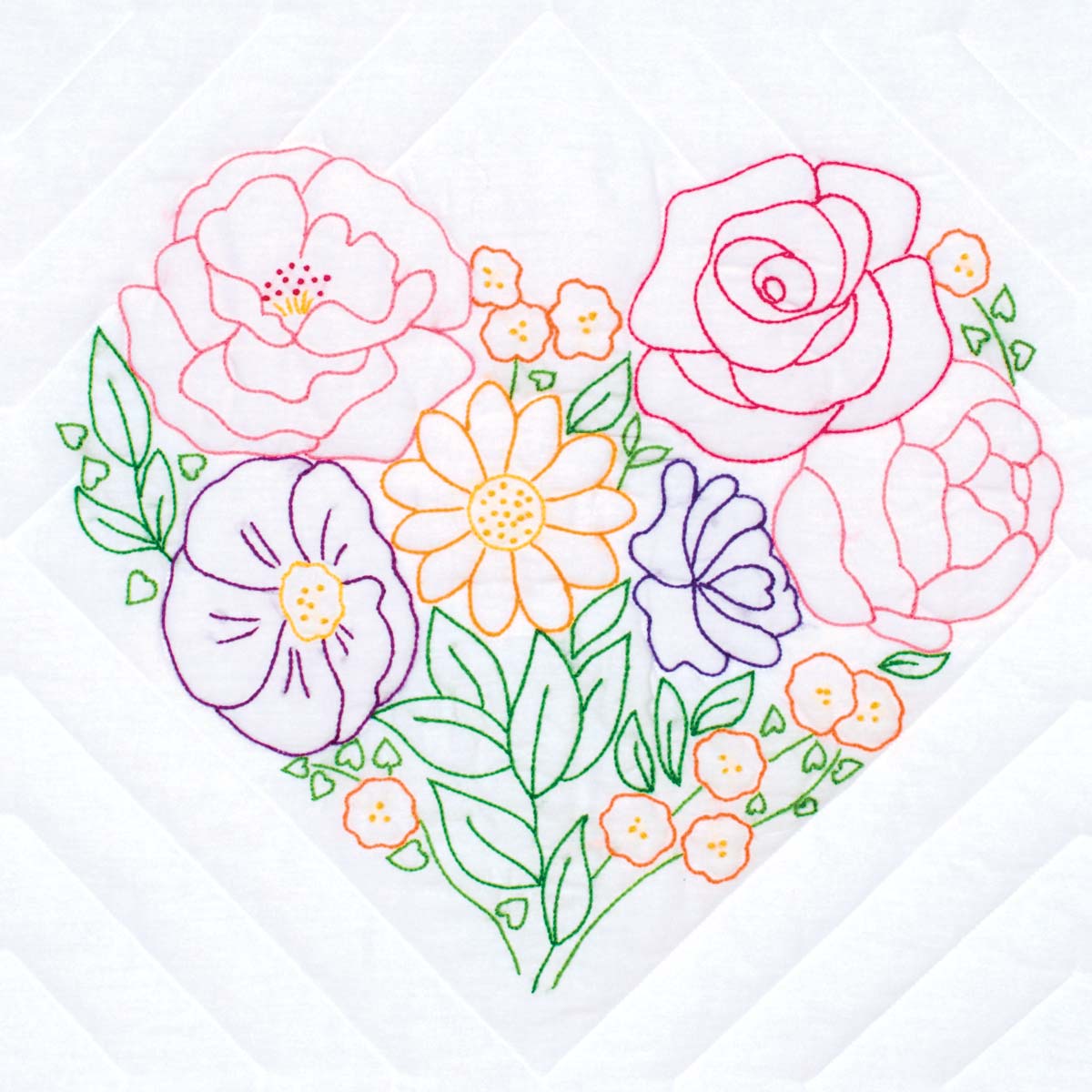 Floral Heart - Quilt Block - Cross Stitch Kit