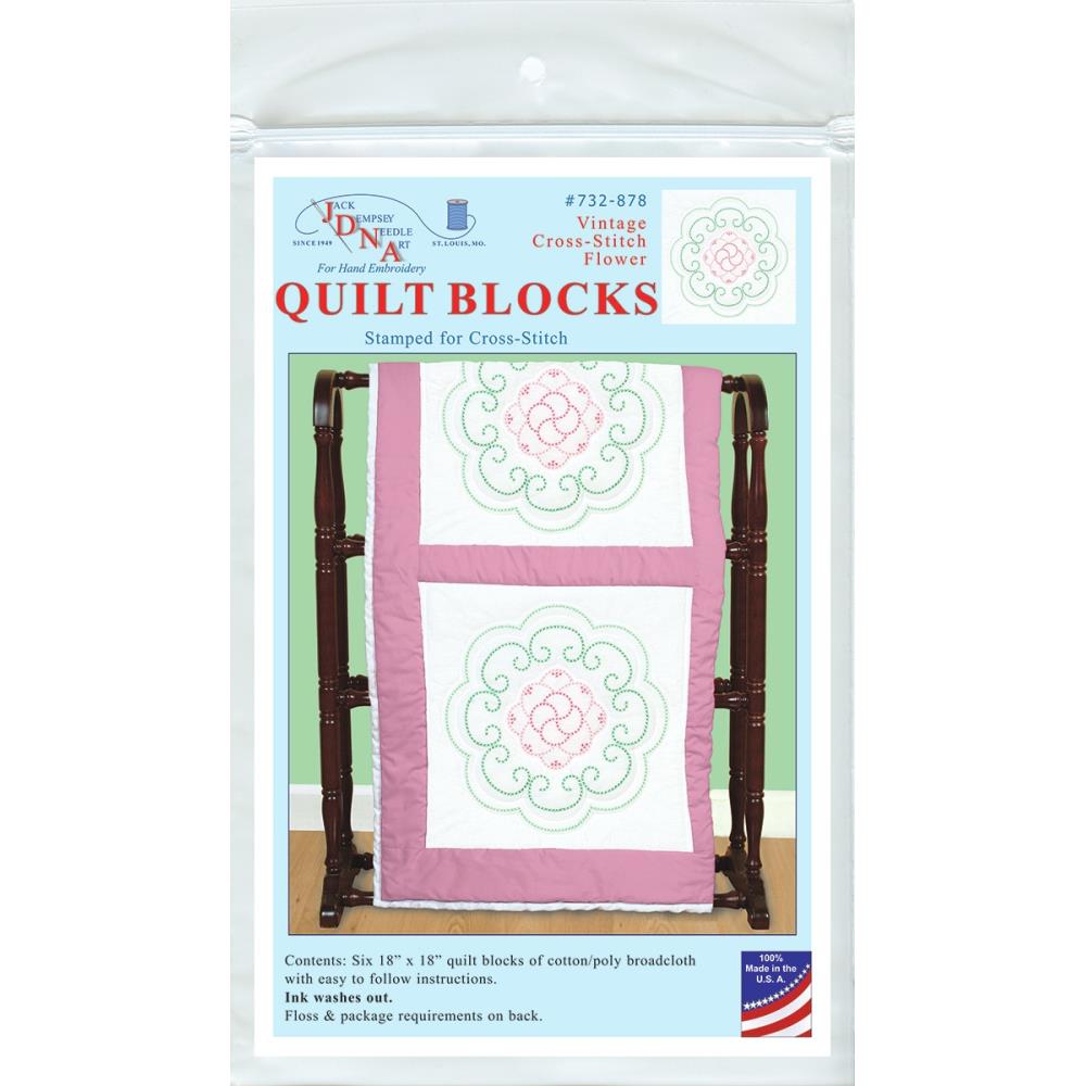 Vintage Cross-Stitch Flower - Quilt Blocks Embroidery Kit