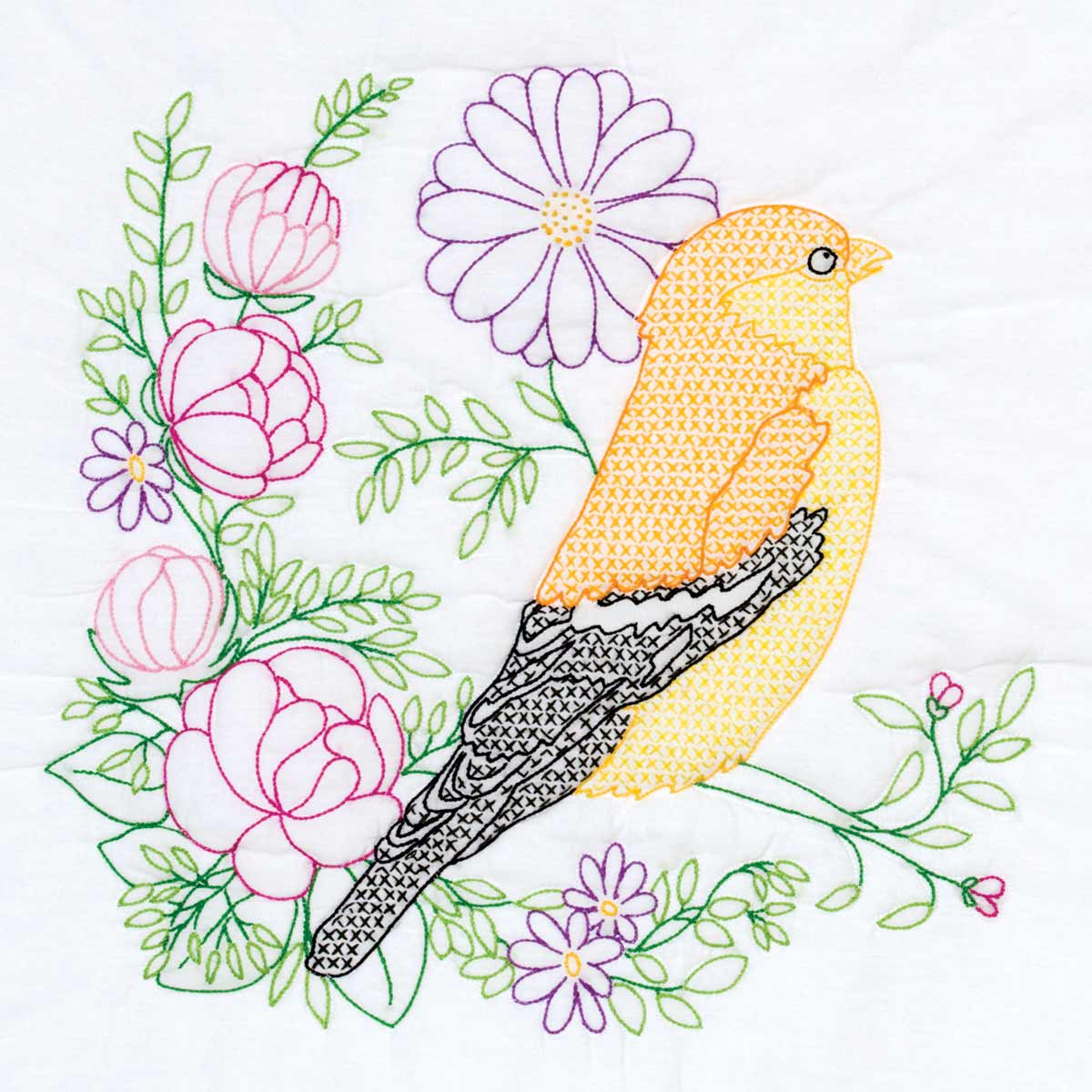 Finch 18″ Quilt Blocks - Embroidery Kit