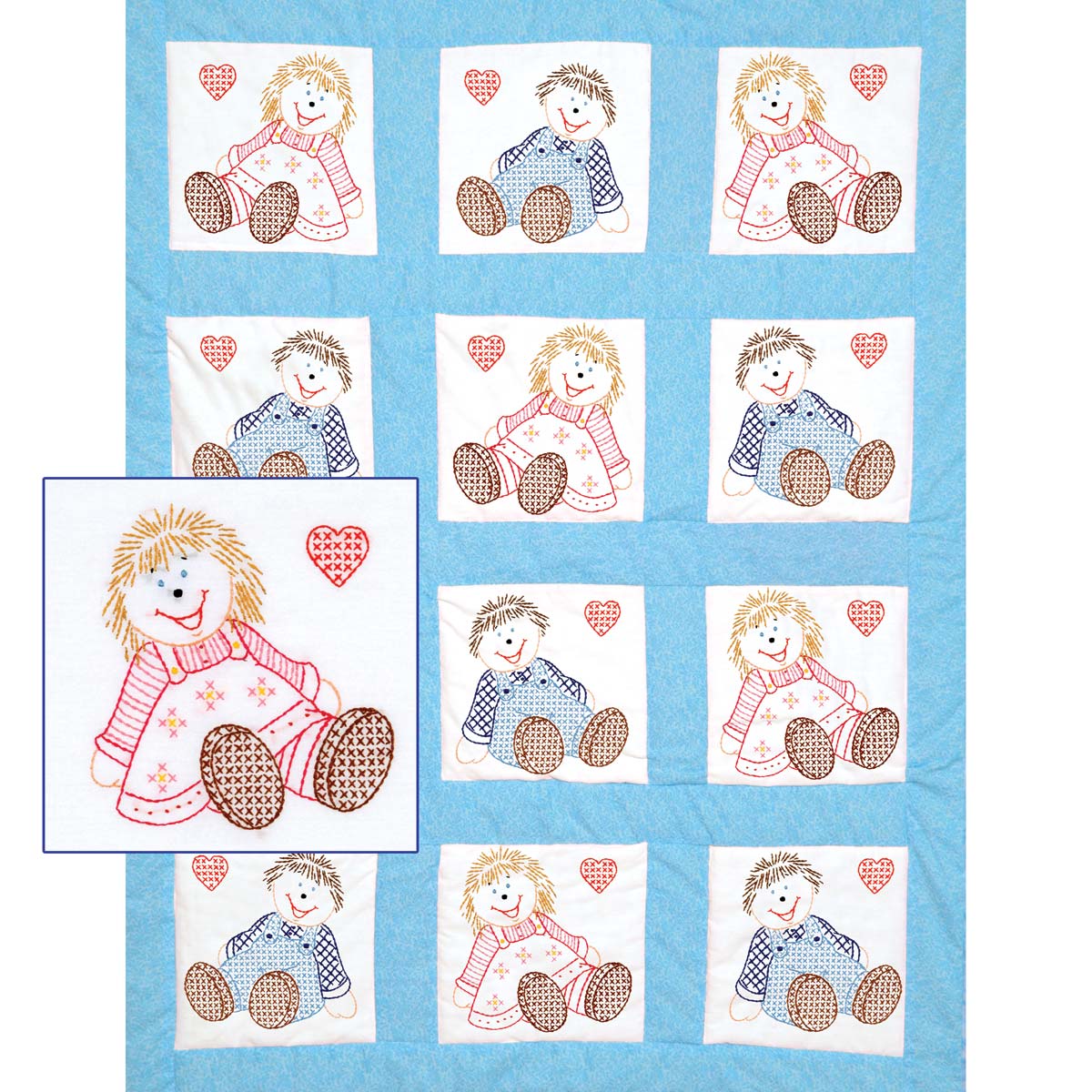 Rag Dolls - Quilt Block - Cross Stitch Kit