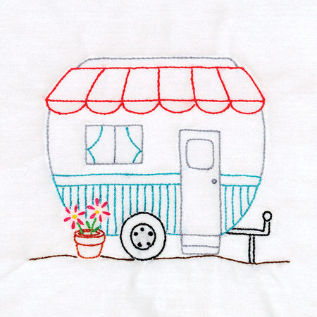 Happy Camper 9″ Quilt Block - Embroidery Kit