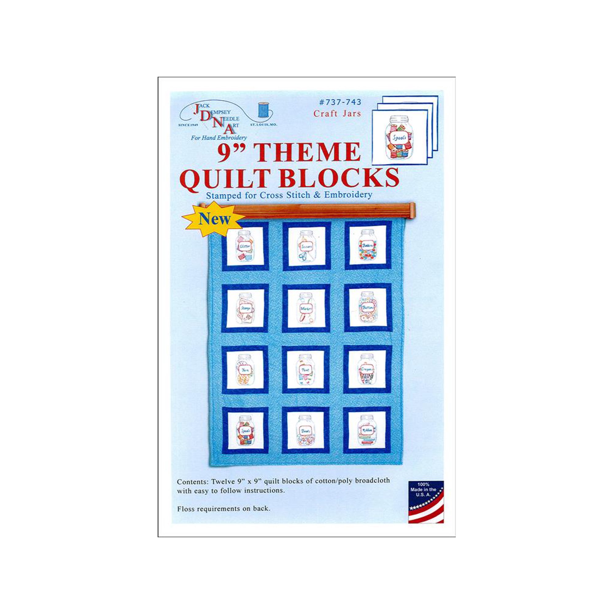 Craft Jars Quilt Blocks - Embroidery Kit