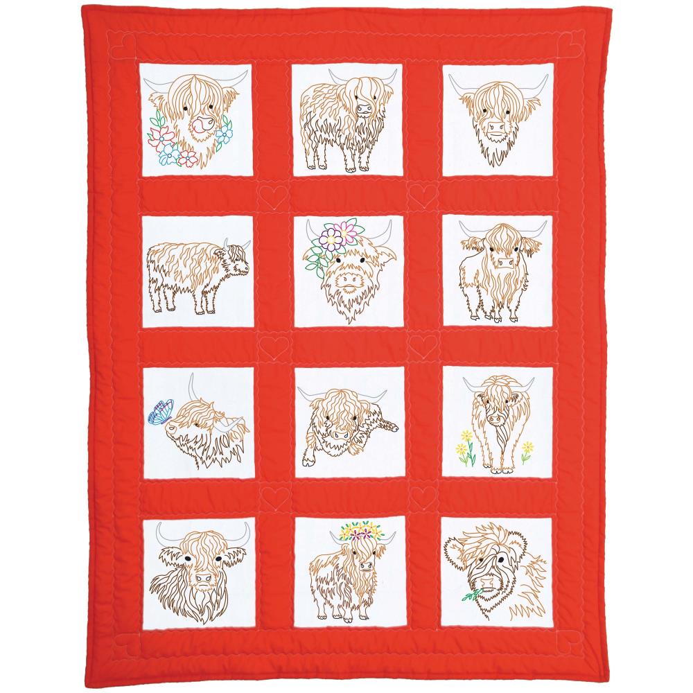 Highland Cows - Quilt Block - Embroidery Kit