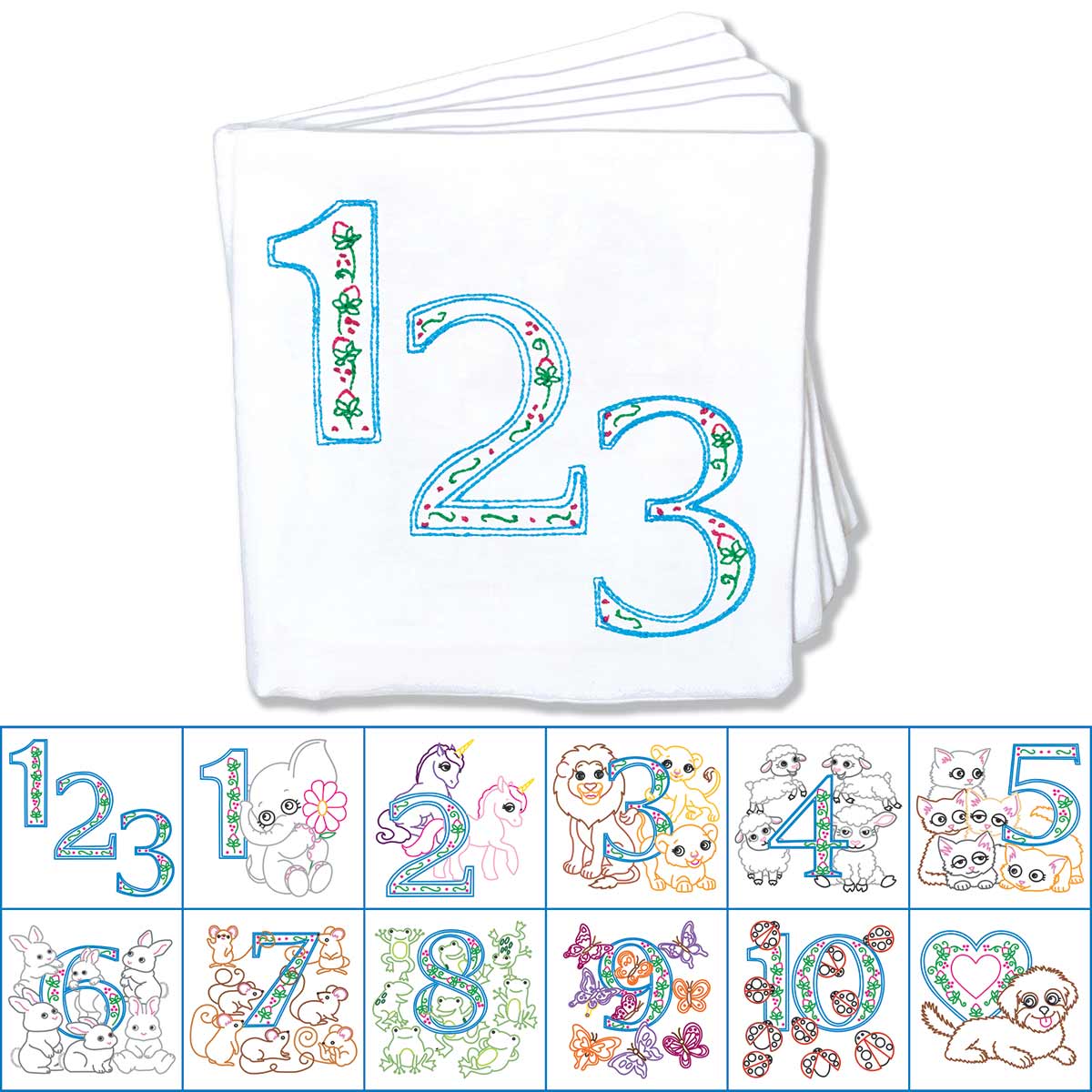 My Numbers 1,2,3 Cloth Nursery Book - Embroidery Kit
