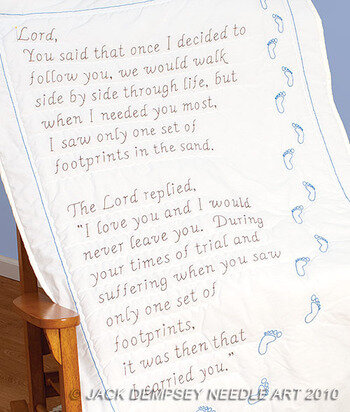 Footprints Lap Quilt Top - Embroidery Kit