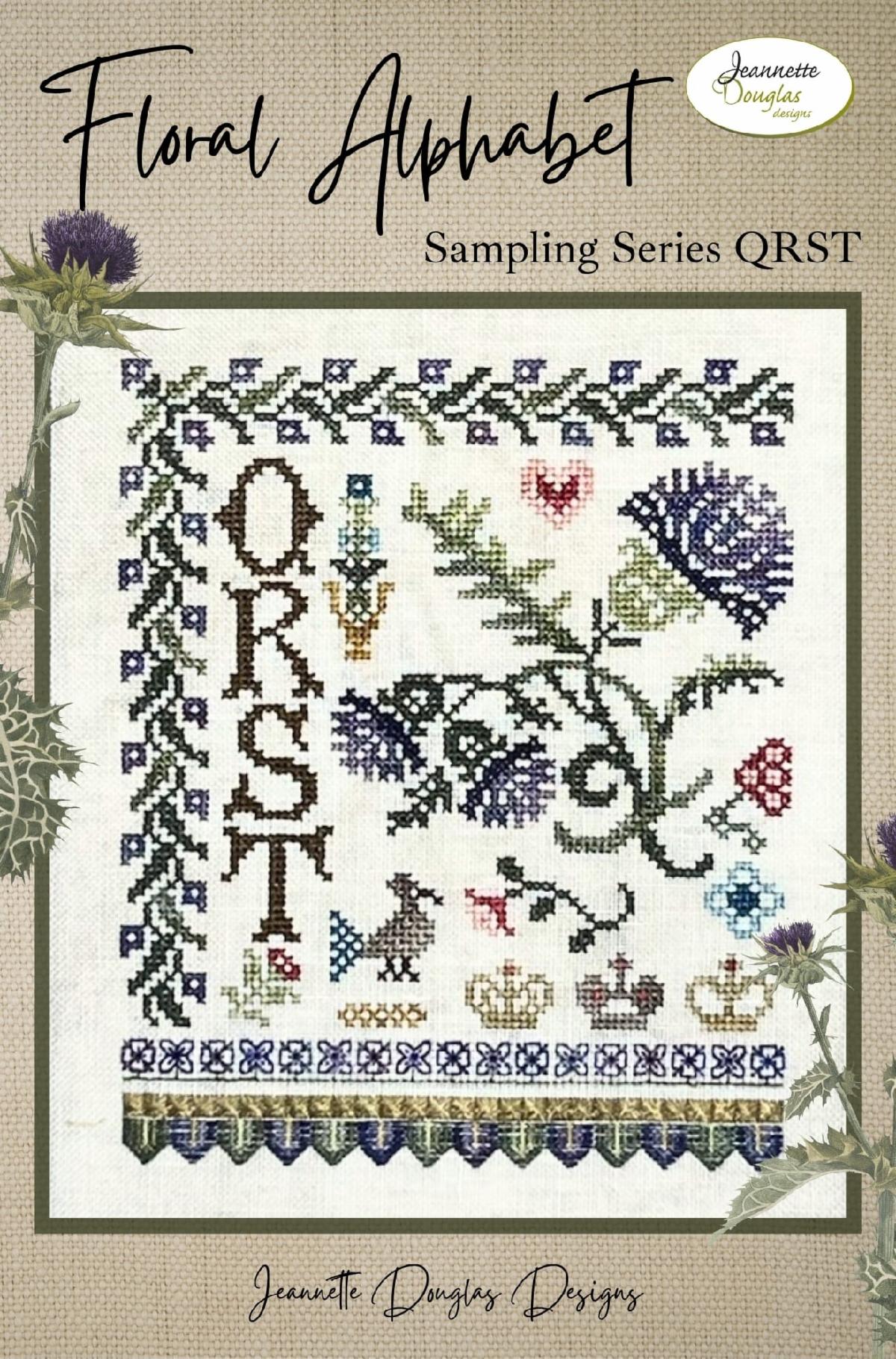Floral Alphabet Sampling Series QRST - Cross Stitch Pattern
