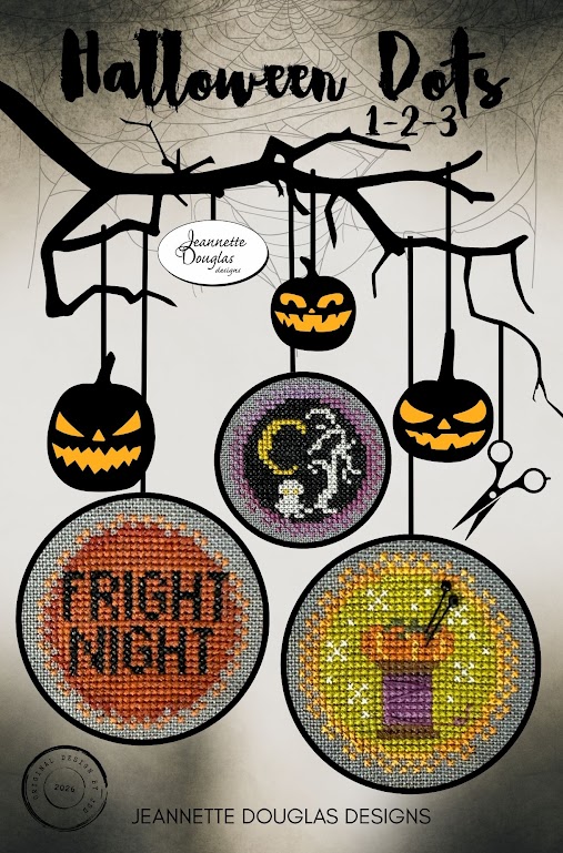 Halloween Dots: 1-2-3 - Cross Stitch Pattern, zoomed in. Select this picture to zoom back out.