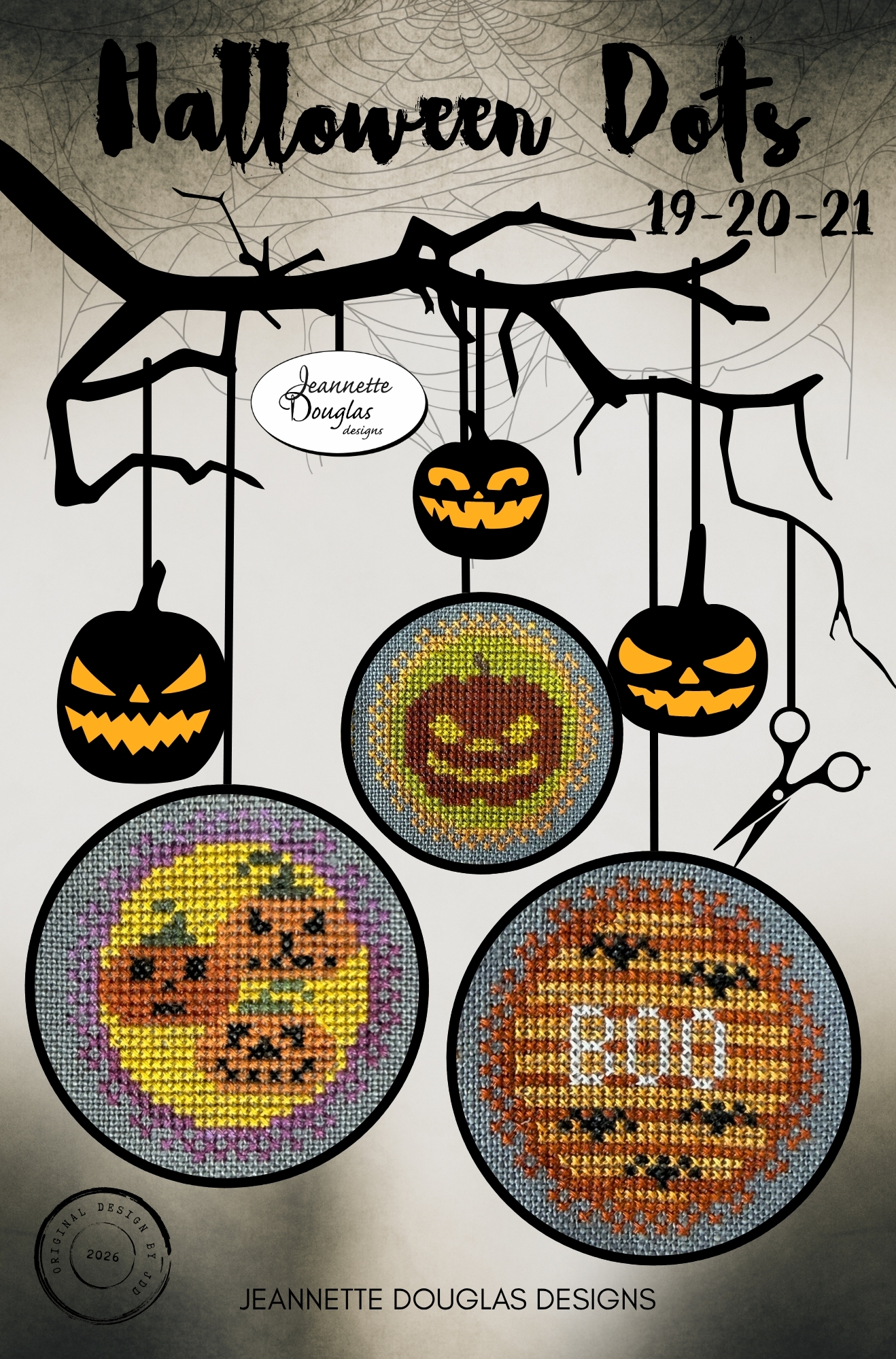 Halloween Dots: 19-20-21 - Cross Stitch Pattern, zoomed in. Select this picture to zoom back out.
