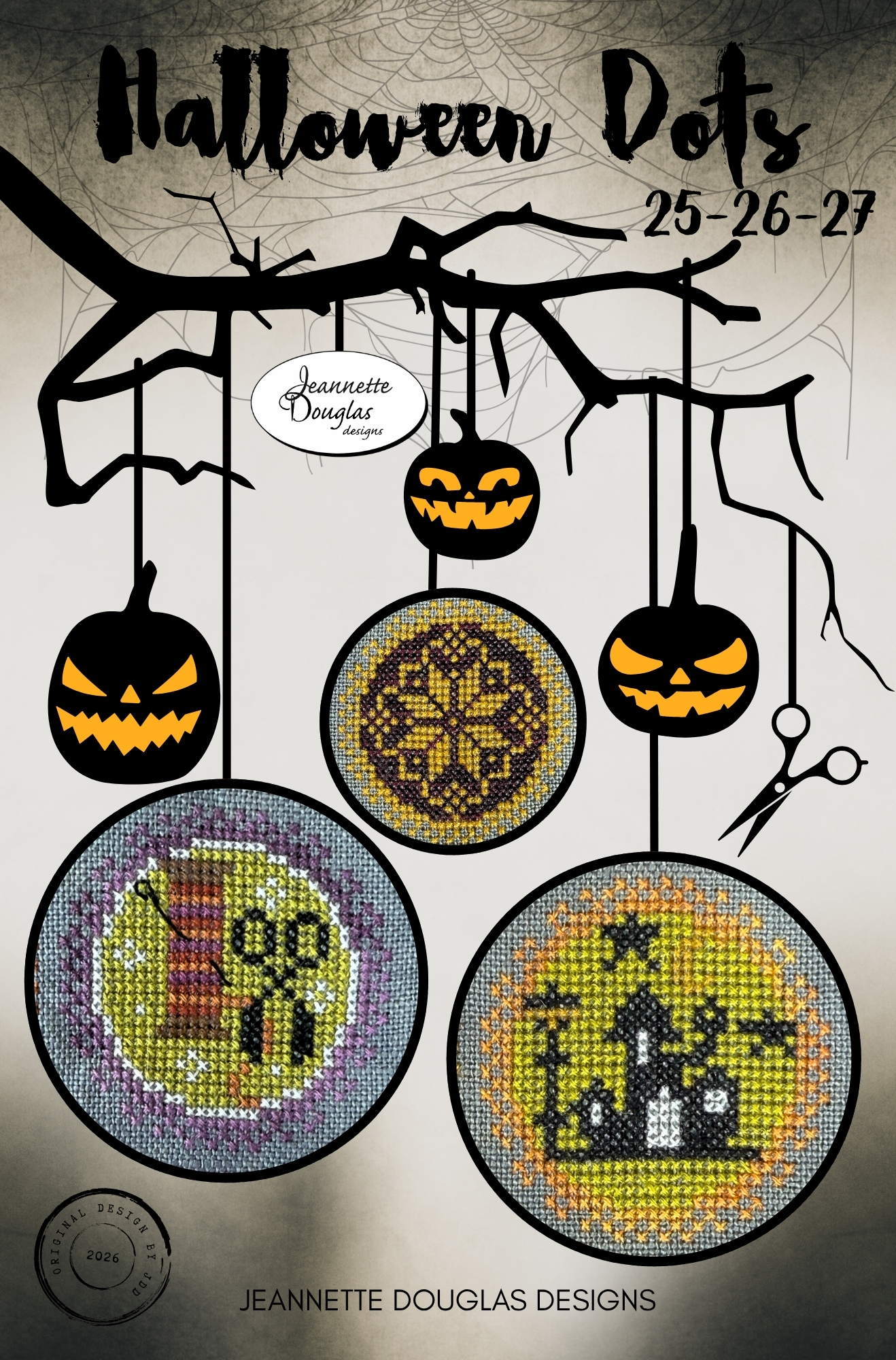 Halloween Dots: 25-26-27 - Cross Stitch Pattern, zoomed in. Select this picture to zoom back out.