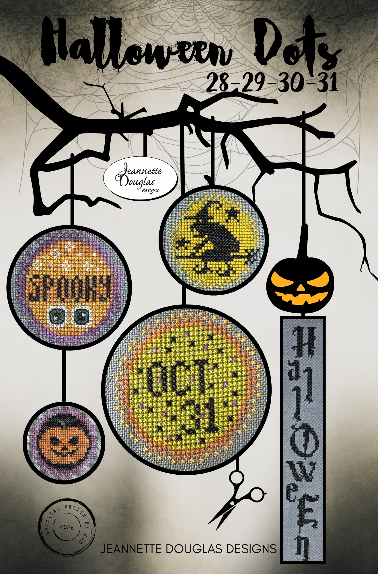 Halloween Dots: 28-29-30-31 - Cross Stitch Pattern, zoomed in. Select this picture to zoom back out.