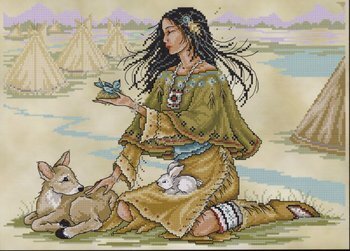 Native American Maiden - PDF Cross Stitch Pattern