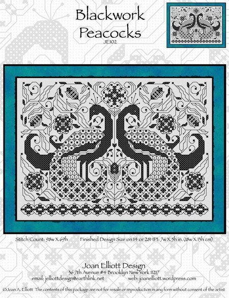 Blackwork Peacocks - Cross Stitch Pattern