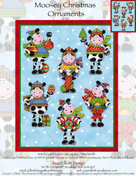 Moo-ey Christmas Ornaments - PDF Cross Stitch Pattern