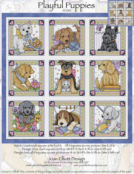 Nine Playful Puppies - PDF Cross Stitch Pattern